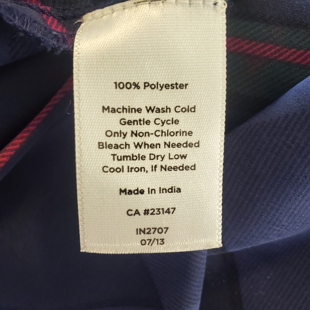 TALBOTS Size M Tartan navy plaid sleeveless, detail ruffle neck Holiday tank top - Picture 8 of 8